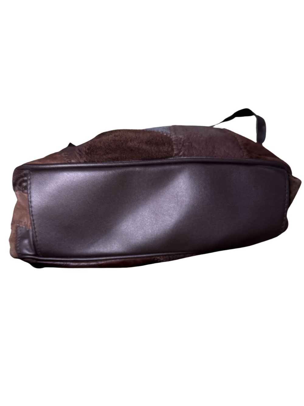 La Covina Patchwork Dark Brown Leather Crossbody Fall Purse - Picture 6 of 9